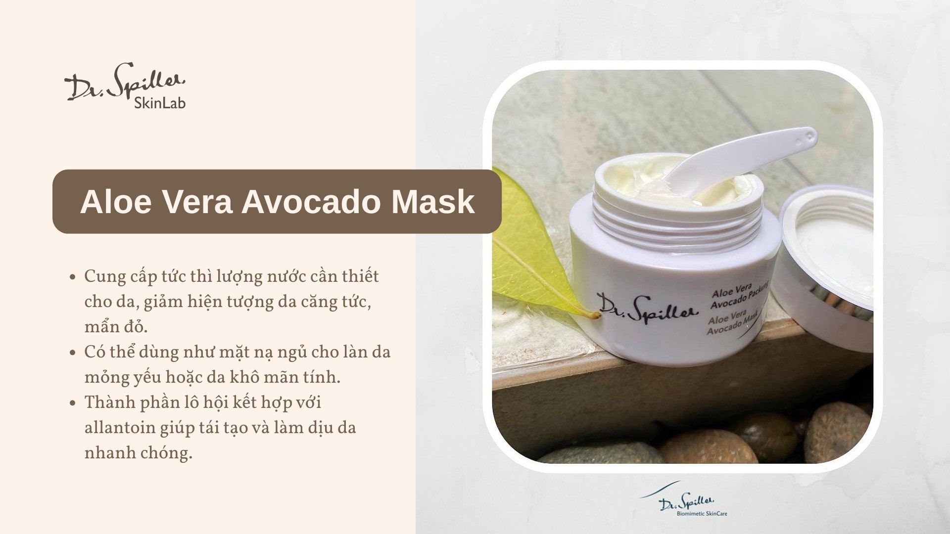 Chăm sóc da khô vào mùa hanh khô với sản phẩm của Dr-Spiller - Aloe Vera Avocado Mask