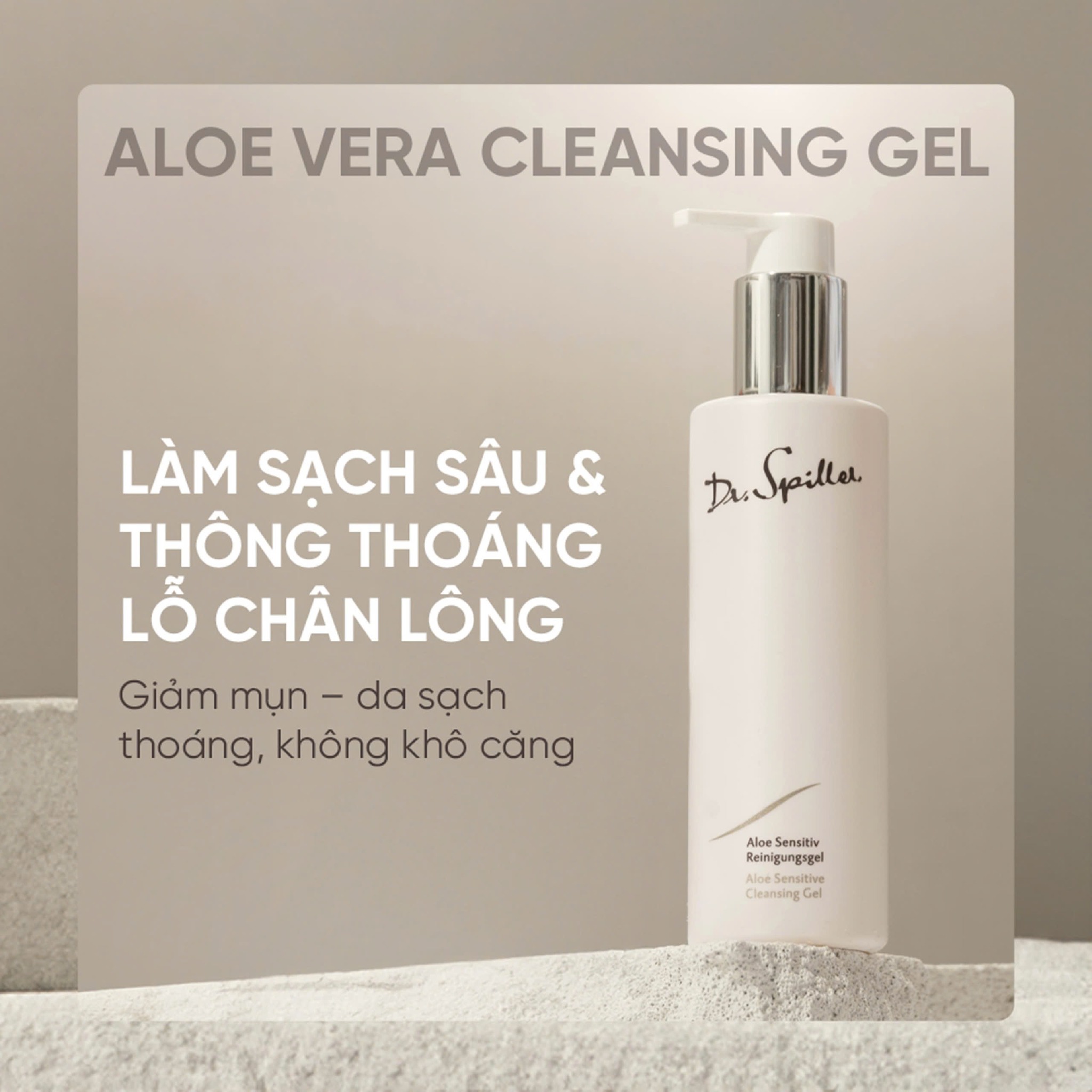 Aloe Sensitive Cleansing Gel: Gel rửa mặt dịu nhẹ với chiết xuất lô hội, làm sạch mà không gây khô căng