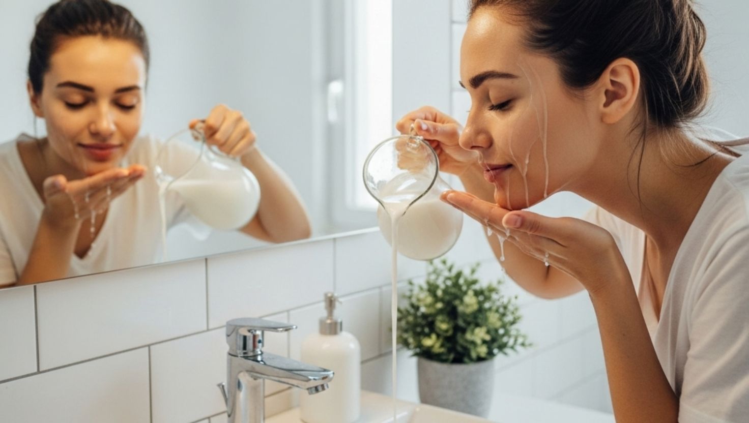 Một lợi ích tuyệt vời khác của việc rửa mặt bằng sữa tươi là khả năng chống lão hóa