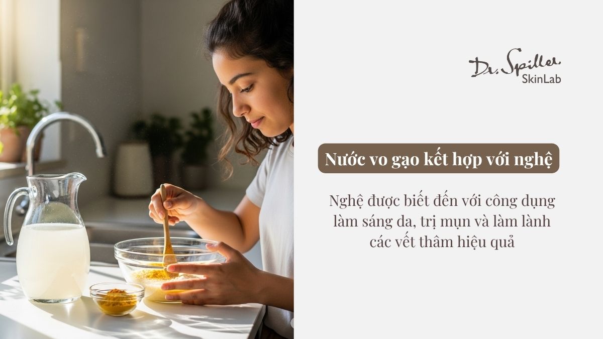 Nghệ khi kết hợp với nước vo gạo, nghệ sẽ giúp tăng cường khả năng trị mụn và phục hồi làn da nhanh chóng.