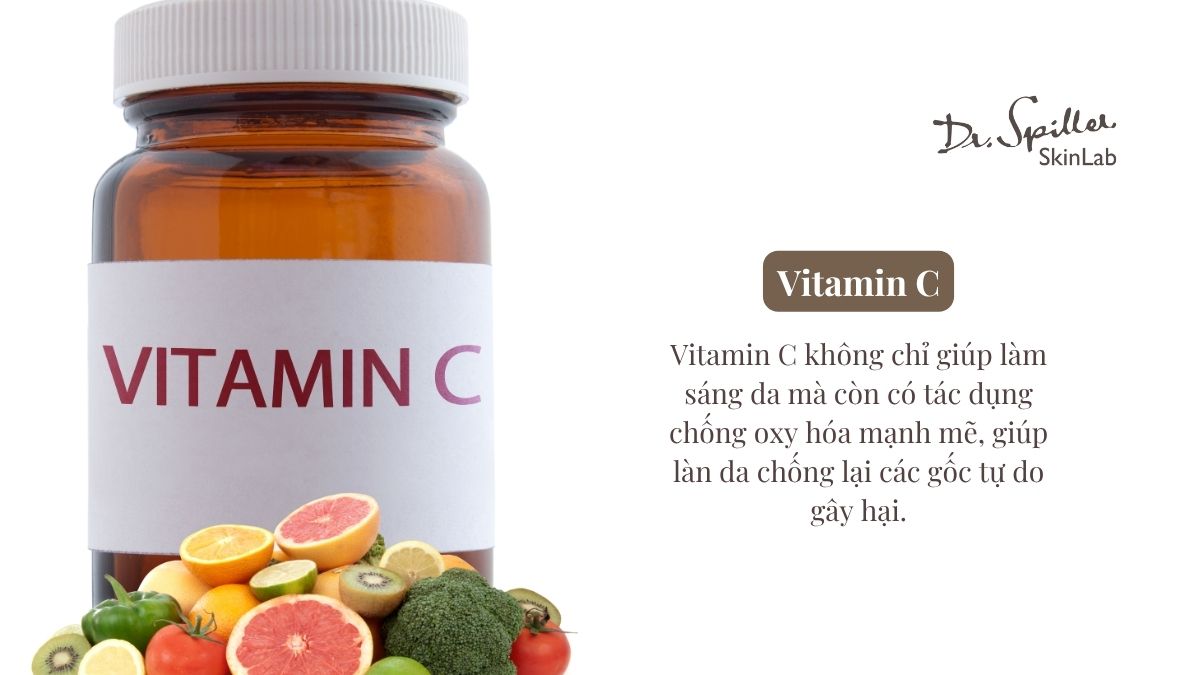 Vitamin C hỗ trợ làm sáng các vết thâm và giảm tình trạng da sạm màu sau khi mụn lành.