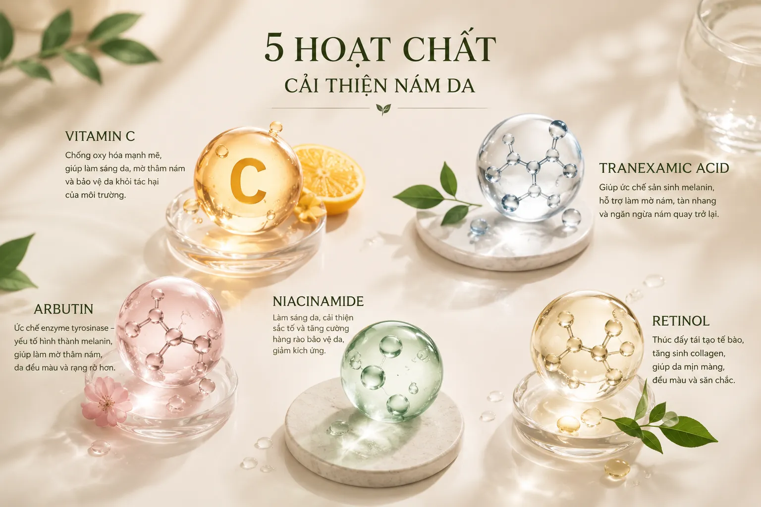 Xác định hoạt chất làm sáng da và mờ nám cần sử dụng nên xuất phát từ tình trạng da, mức độ nám và tàn nhang hiện có